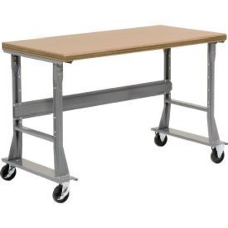 GLOBAL EQUIPMENT 72 x 36 Mobile Fixed Height Flared Leg Workbench - Shop Top Square Edge Gray 183446A